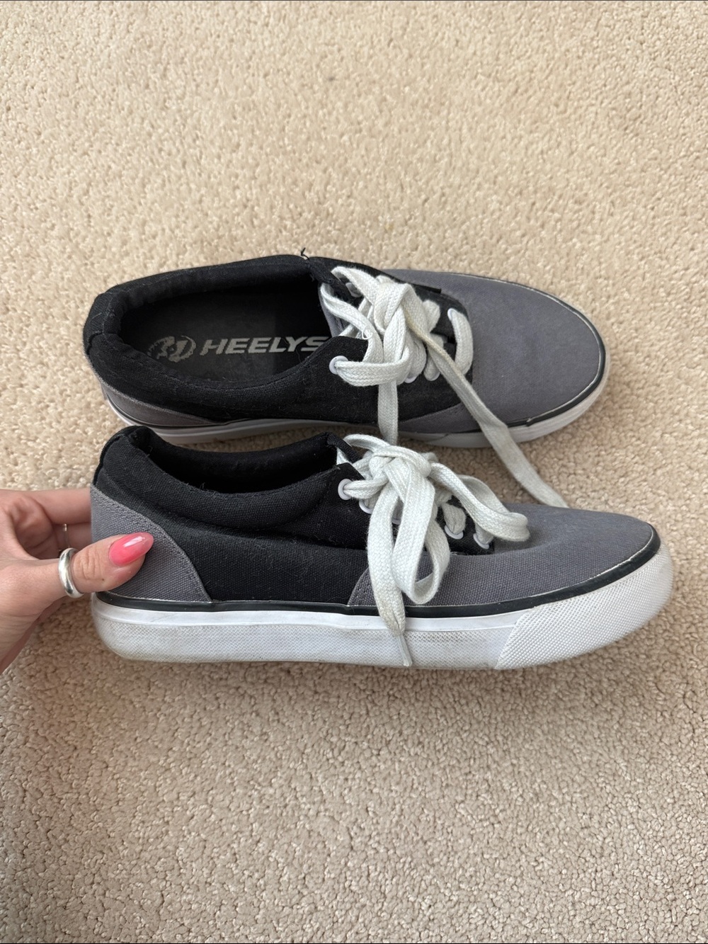 Grey heelys wheel shoes